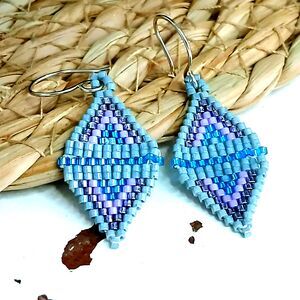Boho Chic Beaded Dangle Earrings, Seed Bead No Fringe, 2"